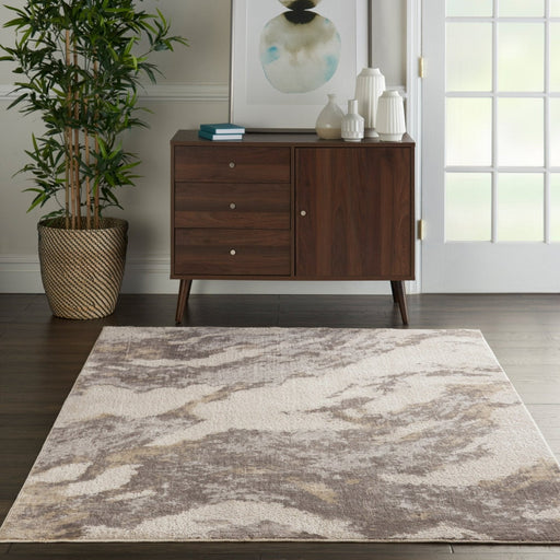 Nourison Silky Textures SLY03 Brown Ivory Rug