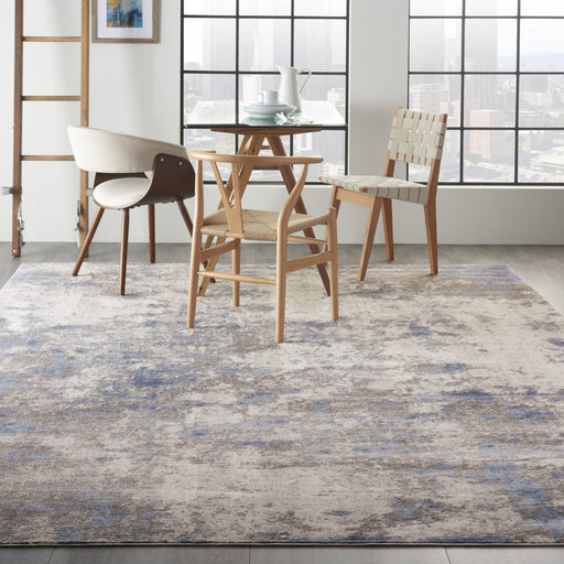 Nourison Silky Textures SLY04 Blue Ivory Grey Rug