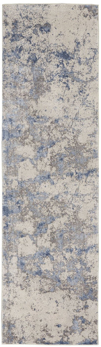 Nourison Silky Textures SLY04 Blue Ivory Grey Runner Rug