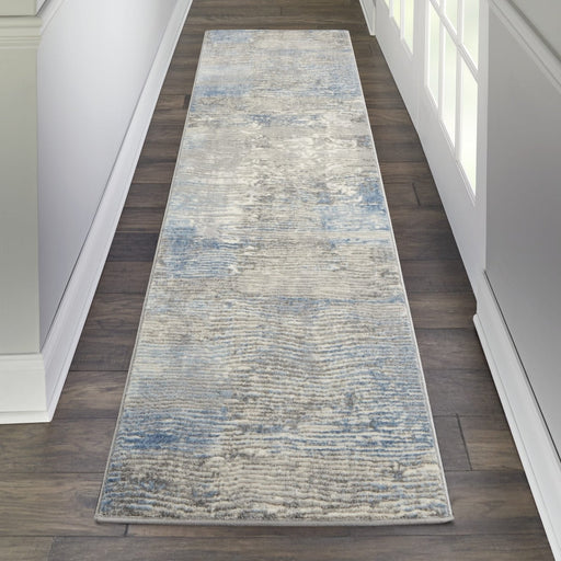 Nourison Solace SLA01 Ivory / Grey / Blue Runner Rug