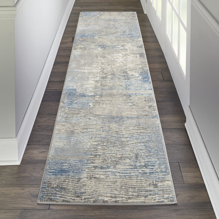Nourison Solace SLA01 Ivory / Grey / Blue Runner Rug