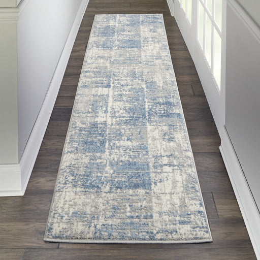 Nourison Solace SLA02 Ivory / Grey / Blue Runner Rug
