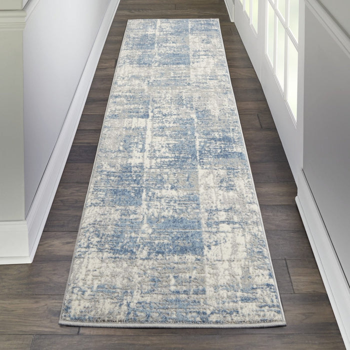 Nourison Solace SLA02 Ivory / Grey / Blue Runner Rug