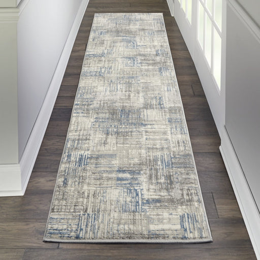 Nourison Solace SLA03 Ivory / Grey / Blue Runner Rug