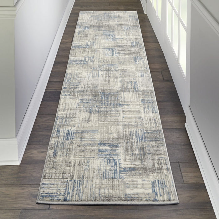 Nourison Solace SLA03 Ivory / Grey / Blue Runner Rug