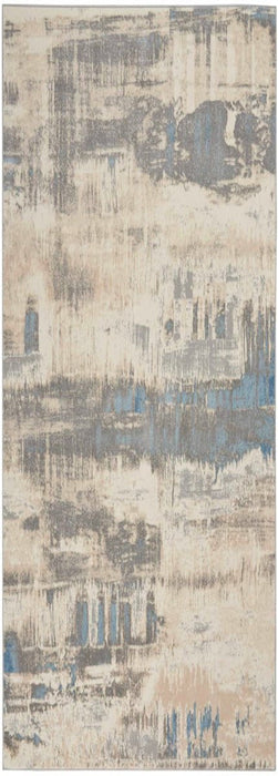 Nourison Solace SLA07 Ivory / Grey / Blue Runner Rug