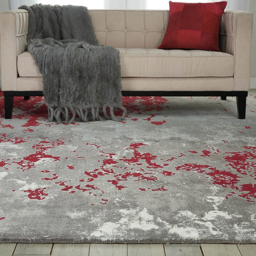 Nourison Twilight TWI21 Grey Red Rug