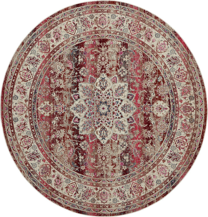 Nourison Vintage Kashan VKA01 rood rond vloerkleed