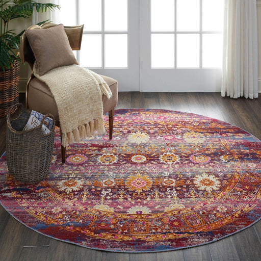 Nourison Vintage Kashan VKA03 Red Multi Round Rug