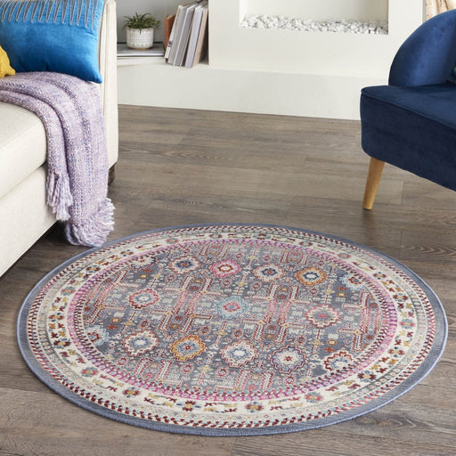 Nourison Vintage Kashan VKA05 Gray / Multicolor Round Alfombra