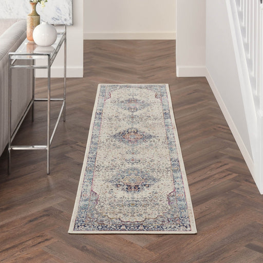 Nourison Vintage Kashan VKA07 Ivory Blue Runner Rug