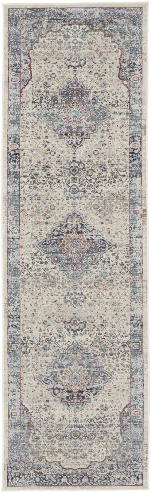 Nourison Vintage Kashan VKA07 Ivory Blue Runner Rug