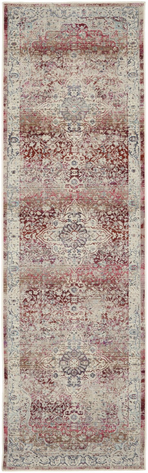 Tappeto runner Nourison Vintage Kashan VKA07 rosso avorio