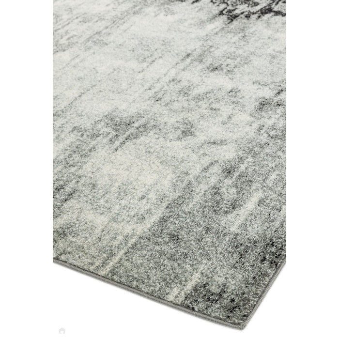 Nova NV03 Distress Modern Abstract Durable Short Pile Grey Rug