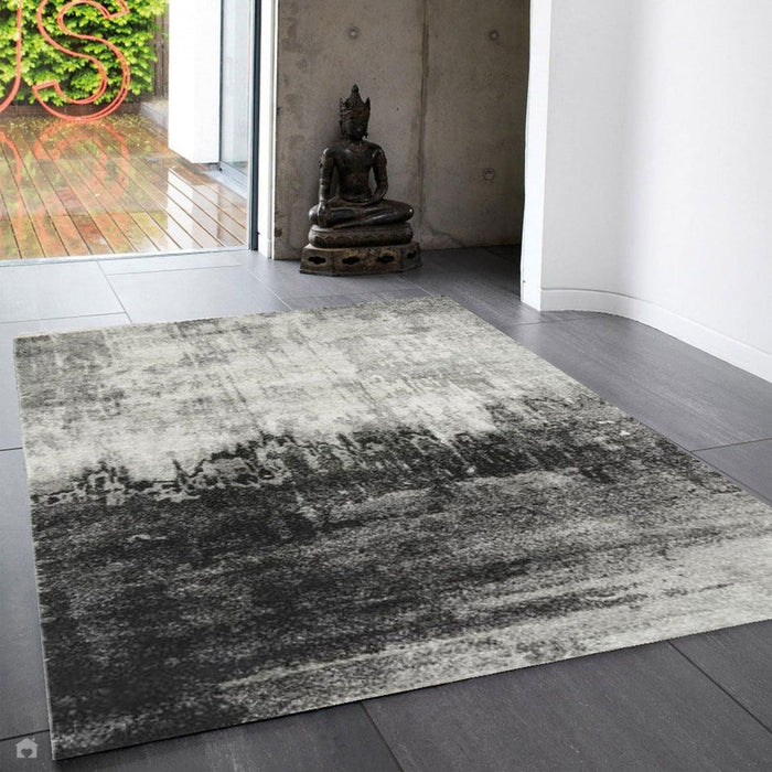 Nova NV03 Distress Modern Abstract Durable Short Pile Grey Rug