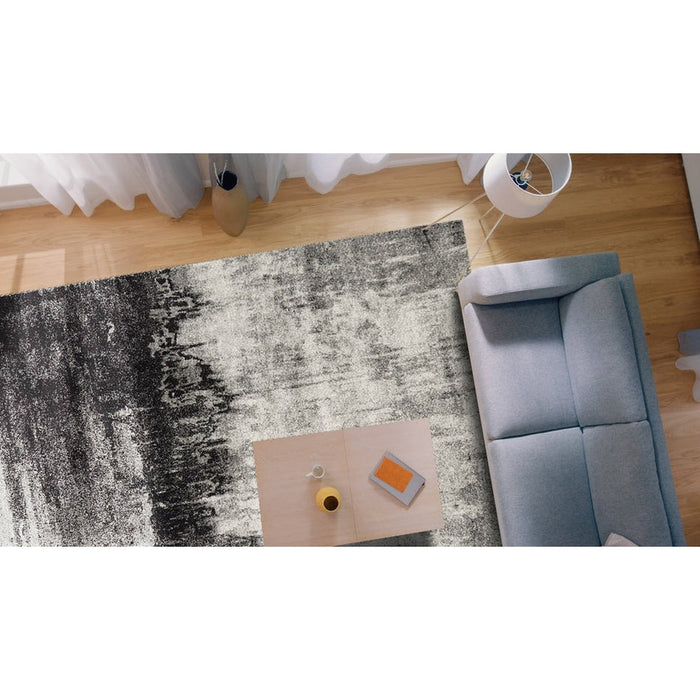 Nova NV03 Distress Modern Abstract Durable Short Pile Grey Rug