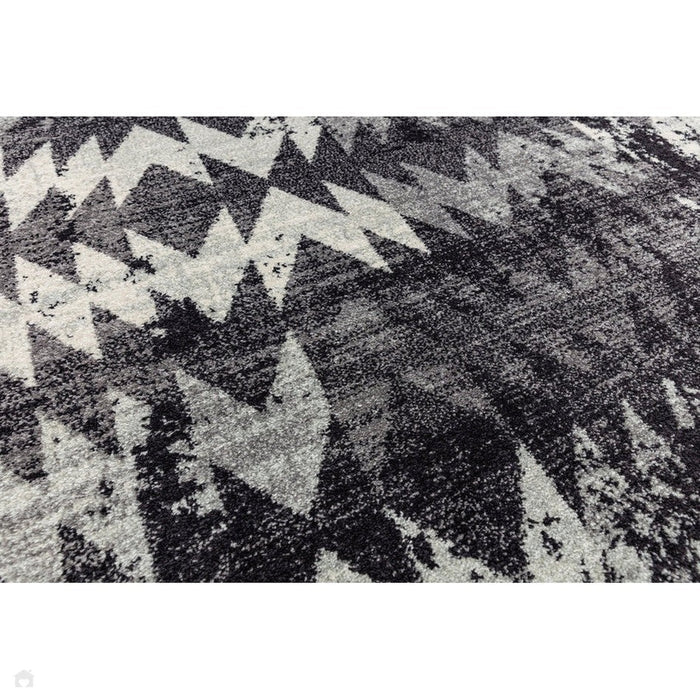 Nova NV28 Chevron Modern Abstract Durable Short Pile Black Rug