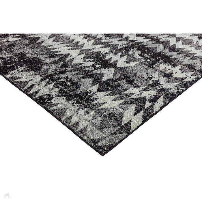 Nova NV28 Chevron Modern Abstract Durable Short Pile Black Rug