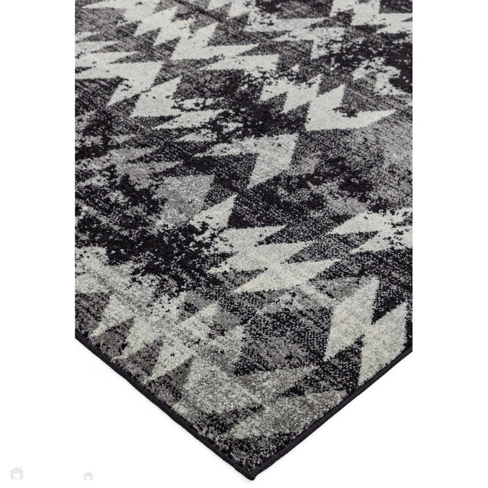 Nova NV28 Chevron Modern Abstract Durable Short Pile Black Rug