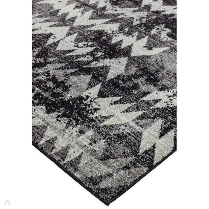 Nova NV28 Chevron Modern Abstract Durable Short Pile Black Rug