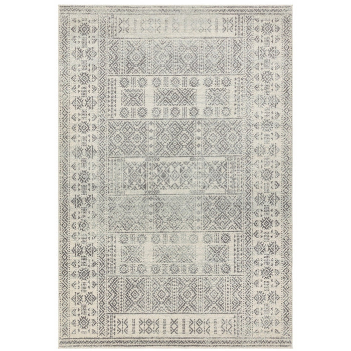 Nova NV33 Tribal Modern Abstract Durable Short Pile Grey Rug