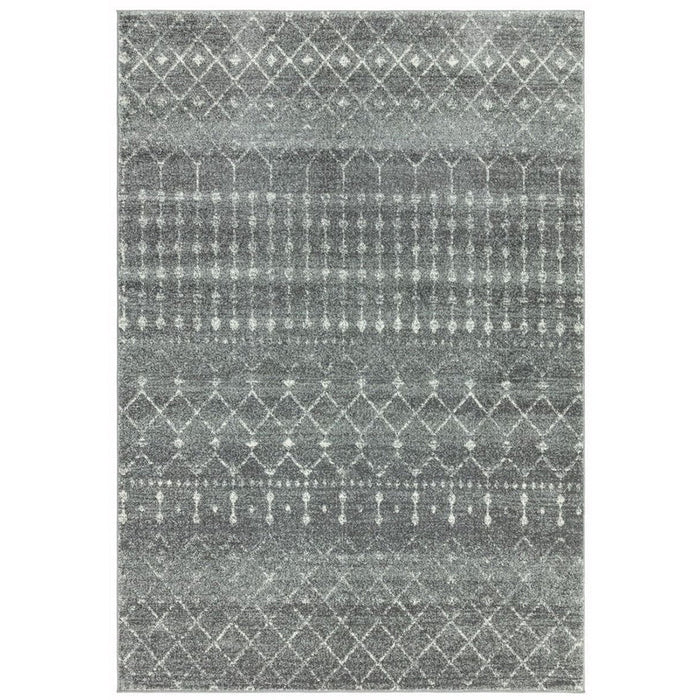 Nova NV34 Nomadic Modern Tribal Durable Short Pile Grey Rug