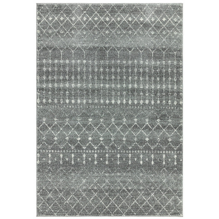 Nova NV34 Nomadic Modern Tribal Durable Short Pile Grey Rug