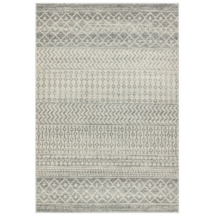 Nova NV35 Aztec Modern Tribal Durable Short Pile Grey Rug