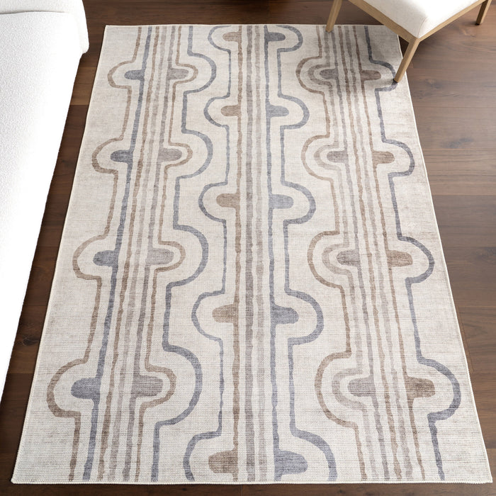 Nyra Washable Taupe Area Rug For Home