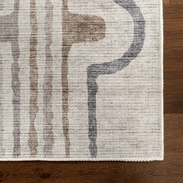 Nyra Washable Taupe Area Rug For Home