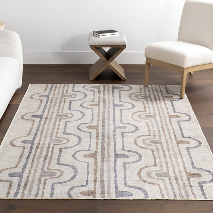 Nyra Washable Taupe Area Rug For Home