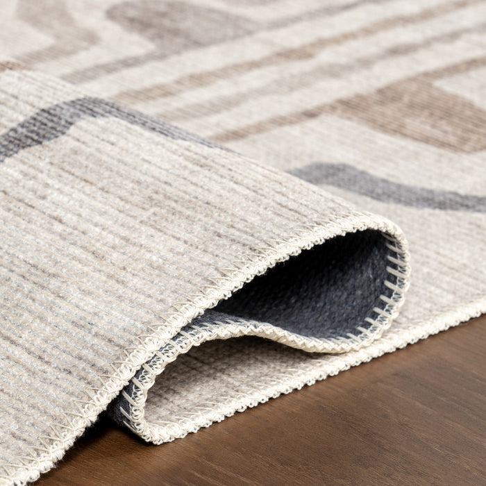 Nyra Washable Taupe Area Rug For Home