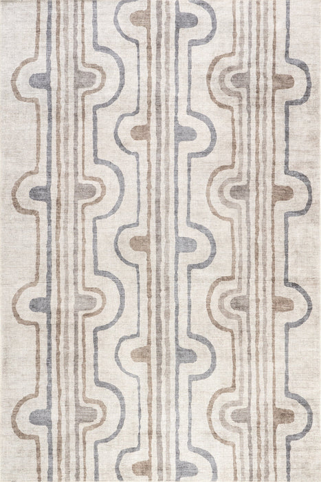 Nyra Washable Taupe Area Rug For Home