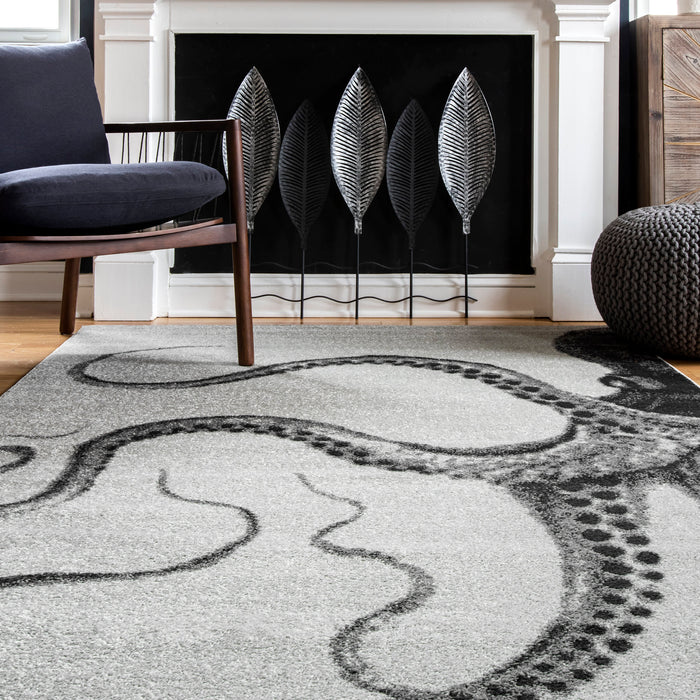 Octopus Area Rug Grey 60x90 cm