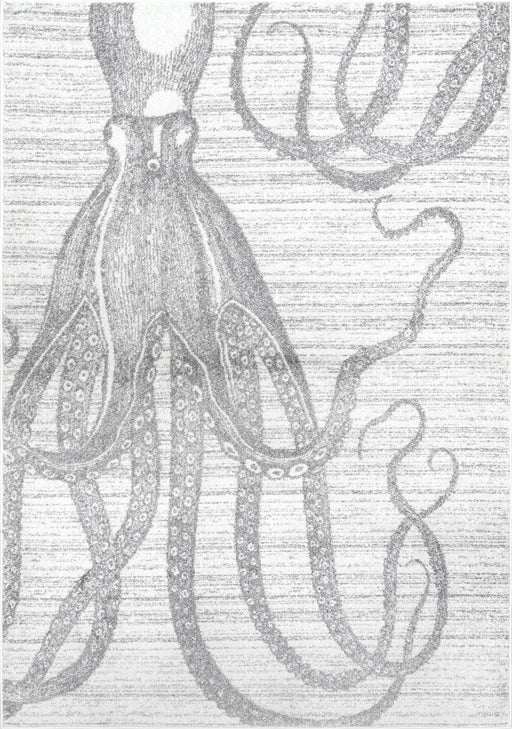Octopus Area Rug in Silver for Coastal Home Decor