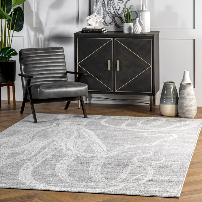 Octopus Pattern Area Rug in Grey 120x180 cm