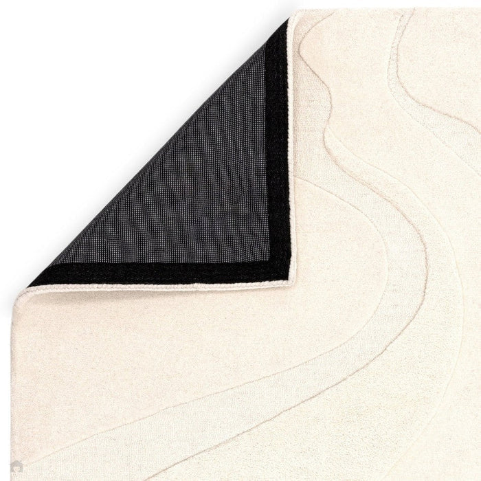 Olsen Glide Modern Plain Abstract Hand Carved Hi-Low Textured Wool Cream Rug