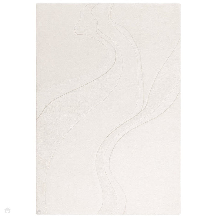 Olsen Glide Modern Plain Abstract Hand Carved Hi-Low Textured Wool Cream Rug