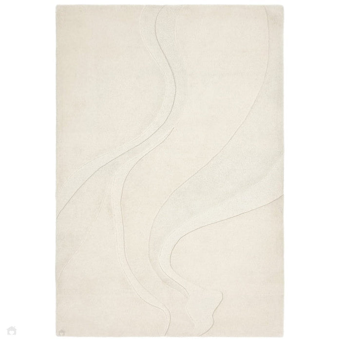 Olsen Glide Modern Plain Abstract Hand Carved Hi-Low Textured Wool Cream Rug