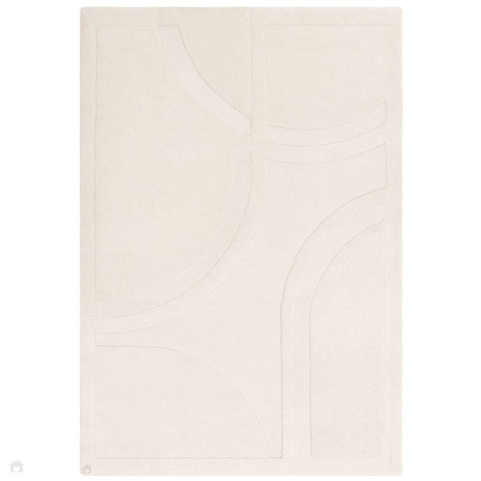 Olsen Movement Modern Plain Abstract Hand Carved Hi-Low Textured Wool Cream Rug