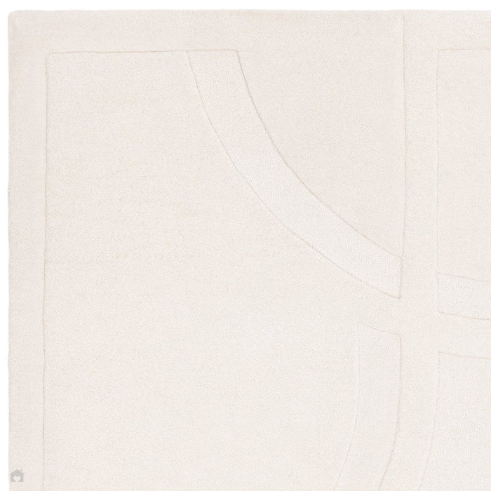 Olsen Movement Modern Plain Abstract Hand Carved Hi-Low Textured Wool Cream Rug