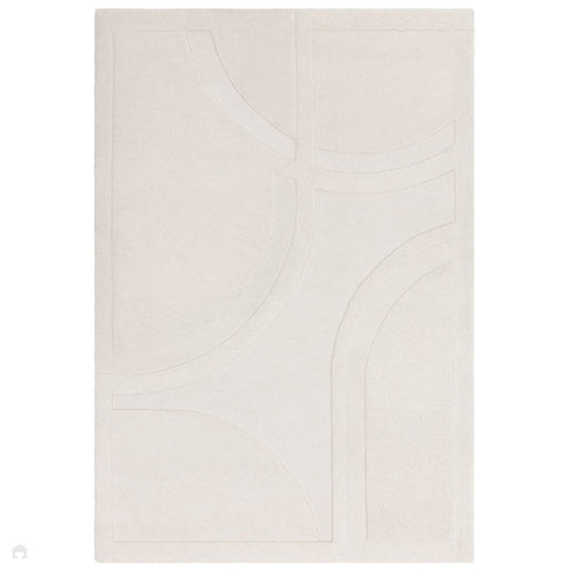 Olsen Movement Modern Plain Abstract Hand Carved Hi-Low Textured Wool Cream Rug