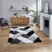 Olympia 2239 3D Geometric Plush Hand Carved Soft Polypropylene Shaggy Black/White/Grey Rug