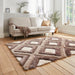 Olympia GR224 3D Geometrisch Pluche Handgesneden Zacht Polypropyleen Shaggy Beige/Bruin/Crème Vloerkleed