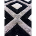 Olympia GR224 3D Geometric Plush Hand Carved Soft Polypropylene Shaggy Black/White/Grey Rug