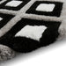 Olympia GR224 3D Geometric Plush Hand Carved Soft Polypropylene Shaggy Black/White/Grey Rug