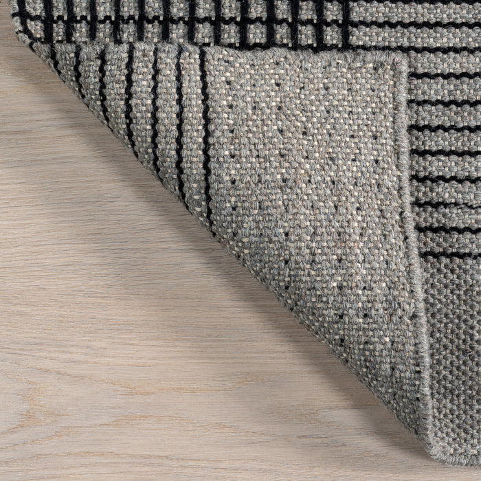 Oregon Grey Plaid Wool Area Rug 120x180 cm