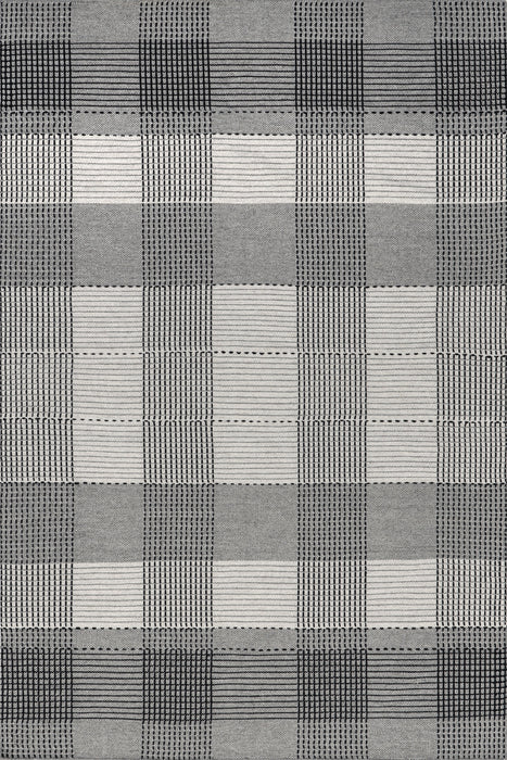 Oregon Grey Plaid Wool Area Rug 120x180 cm