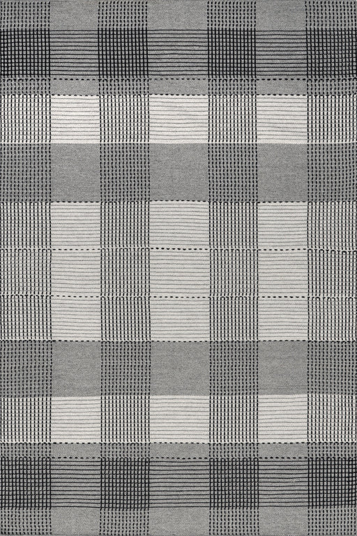 Oregon Grey Plaid Wool Area Rug 120x180 cm
