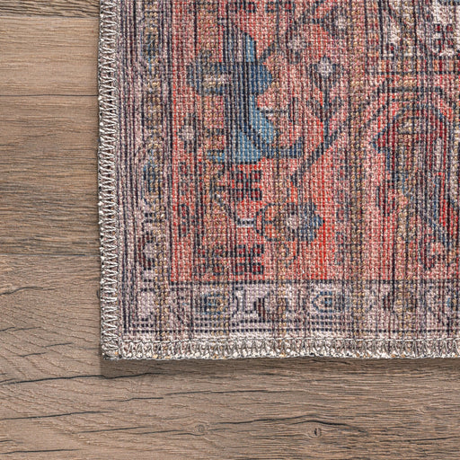 Oriental Washable Area Rug in Rust for Home Decor